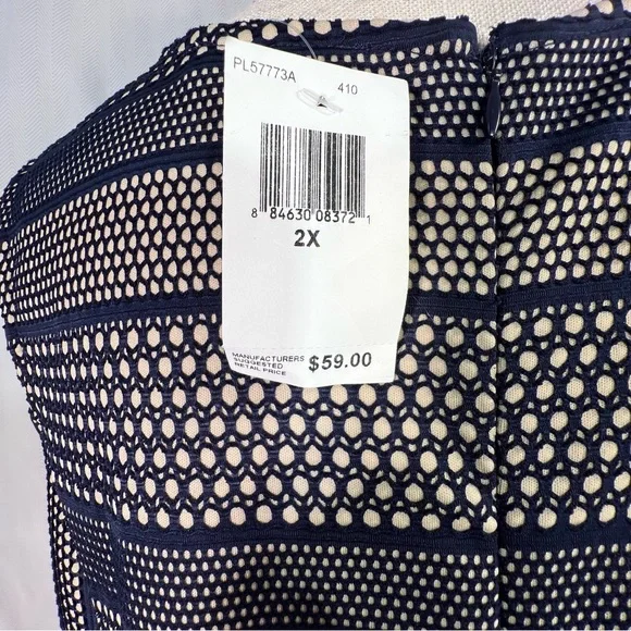 Monteau Blue Overlay Tan Lining Sleeveless Fit & Flare Dress Plus Size XXL - Picture 8 of 11